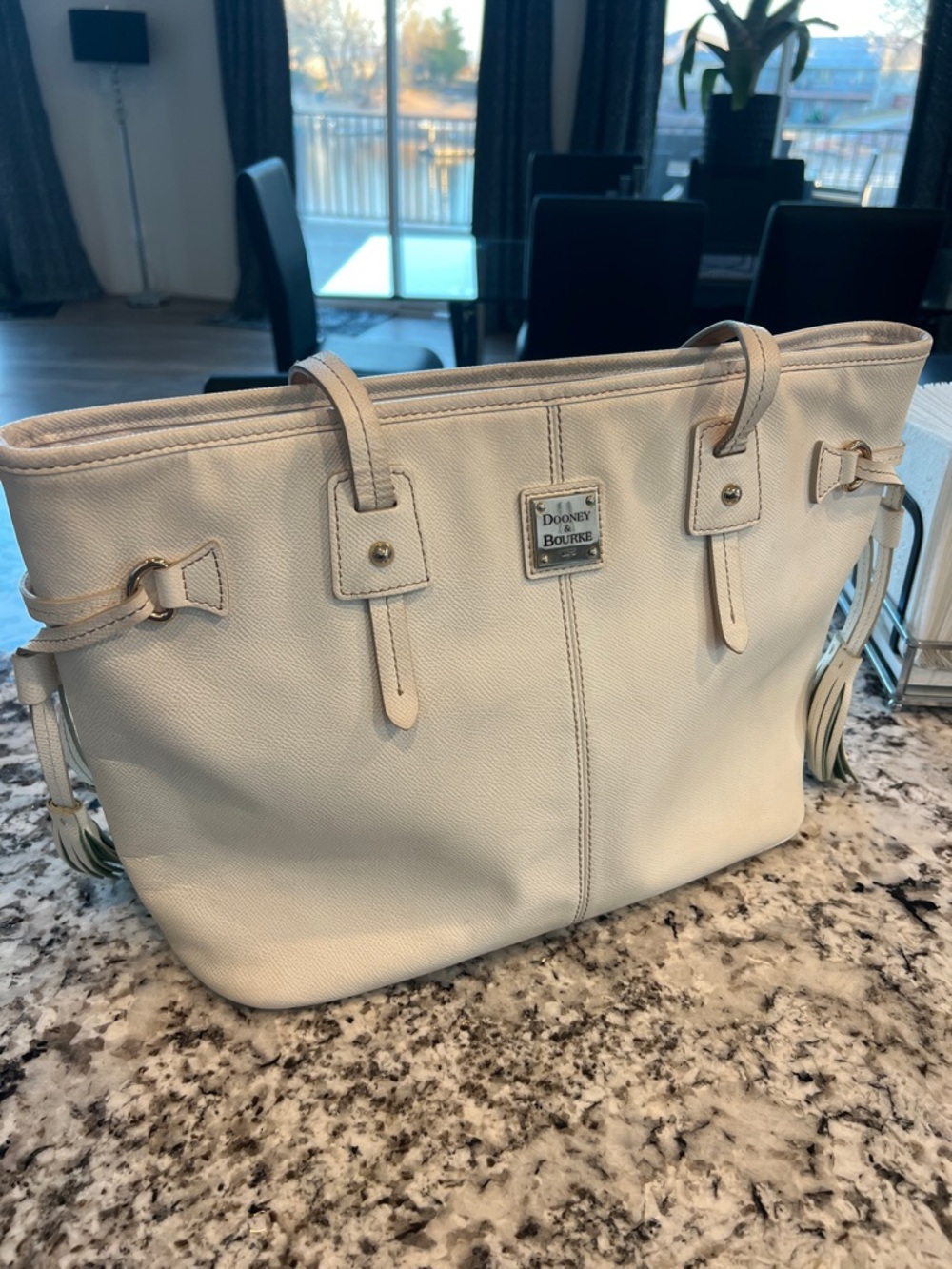 Dooney & Bourke White Leather Tote with Double Handles